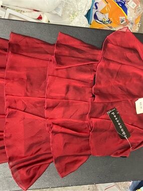 connected apparel Red Chiffon Layered Blouse